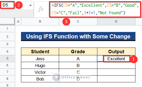 Using IFS Function with Some Change When It Is Returning No Match Error in Google Sheets